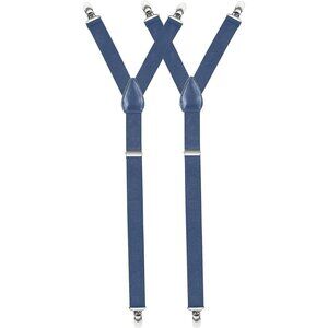 HOLD'EM Improved Shirt Stays Men Adjustable Elastic Y-style 1” Wide - Denim